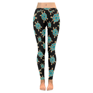 Sea turtle blue stone pattern Women's Legging Fulfilled In US