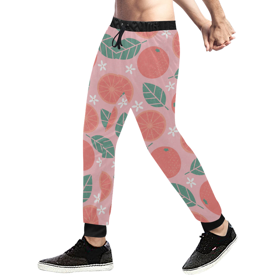 Grapefruit leaves flower pink background Unisex Casual Sweatpants