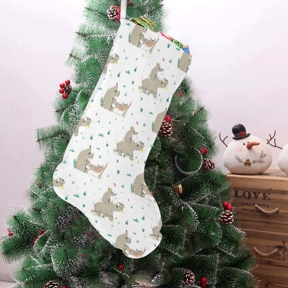 Cute Rhino pattern background Christmas Stocking