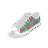 Octopus turquoise background Men's Low Top Canvas Shoes White