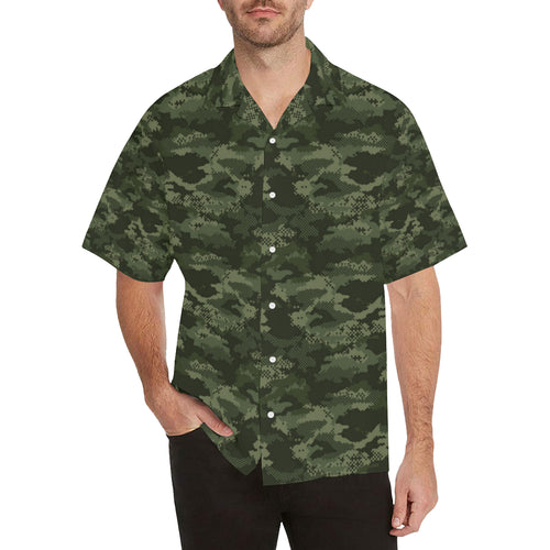Digital Green camouflage pattern Men's All Over Print Hawaiian Shirt