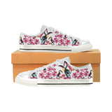 Toucan flower design pattern Women's Low Top Canvas Shoes White
