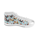 Rooster chicken cock snowfalke Women's High Top Canvas Shoes White