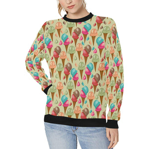 Colorful ice cream pattern Women's Crew Neck Sweatshirt