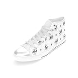 Cute french bulldog paw pattern Women's High Top Canvas Shoes White