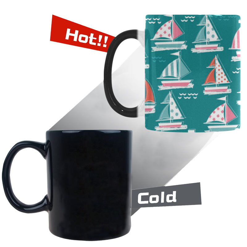Cute sailboat pattern Morphing Mug Heat Changing Mug