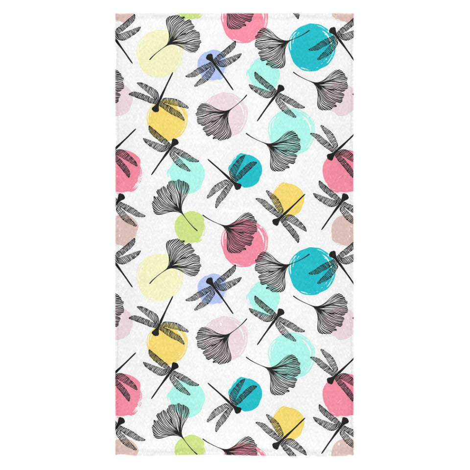 Dragonflies ginkgo leaves pattern Bath Towel