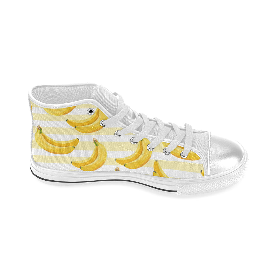 Banana pattern blackground Women's High Top Canvas Shoes White