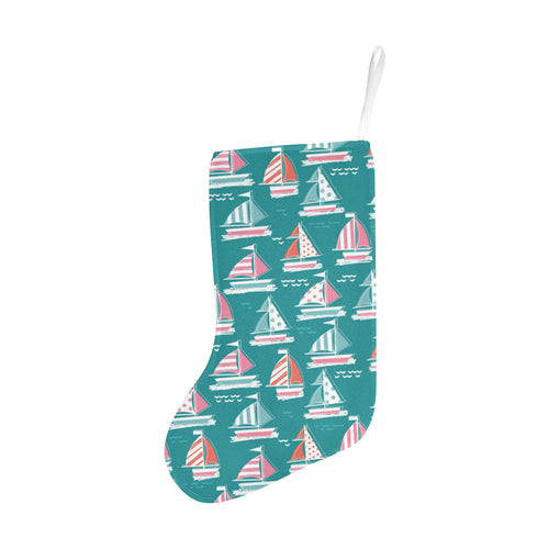 Cute sailboat pattern Christmas Stocking