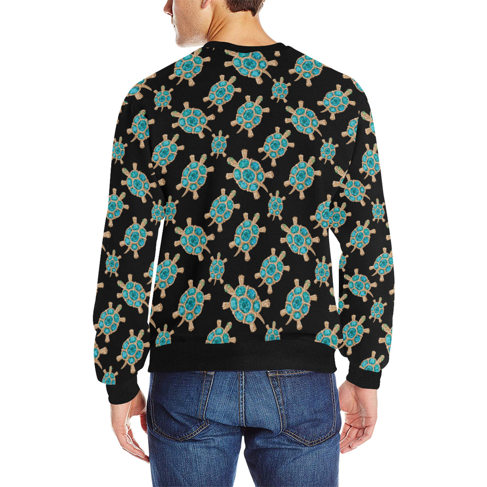 Sea turtle blue stone pattern Men's Crew Neck Sweatshirt