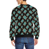 Sea turtle blue stone pattern Men's Crew Neck Sweatshirt