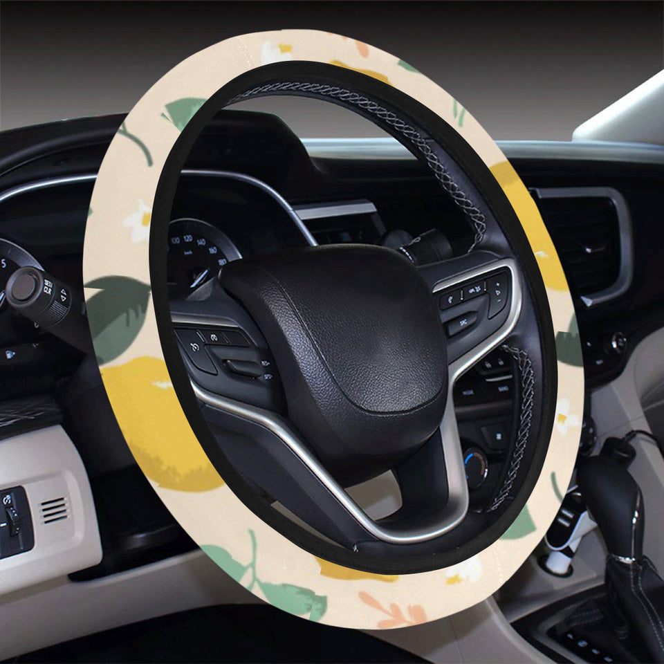 lemon flower leave pattern Car Steering Wheel Cover