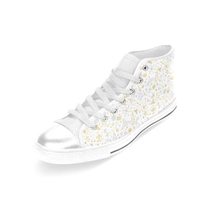 Christmas tree Christmas element Silver gold patte Women's High Top Canvas Shoes White