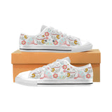 Maneki neko cat fan sakura Men's Low Top Canvas Shoes White
