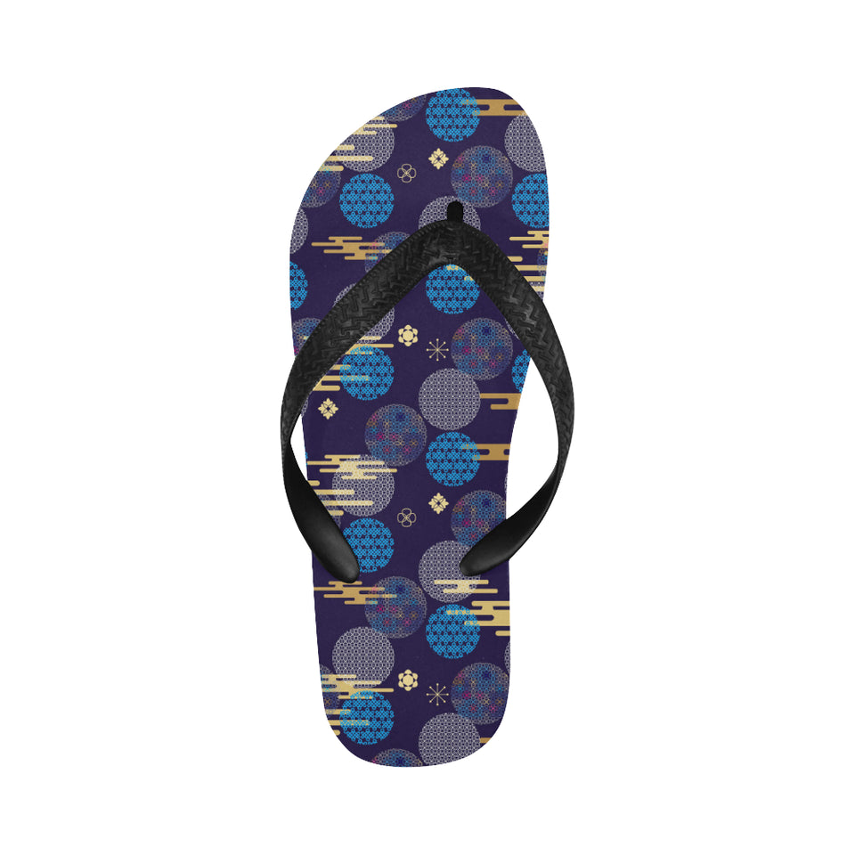 Blue japanese pattern cloud wave flower Unisex Flip Flops