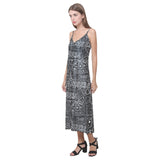 Handwritten cheese pattern V-Neck Open Fork Long Dress