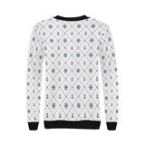Anchor rudder nautical design pattern Women's Crew Neck Sweatshirt