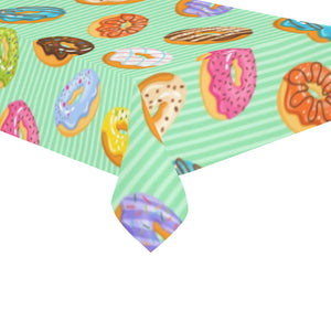 Colorful donut pattern green background Tablecloth