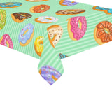 Colorful donut pattern green background Tablecloth