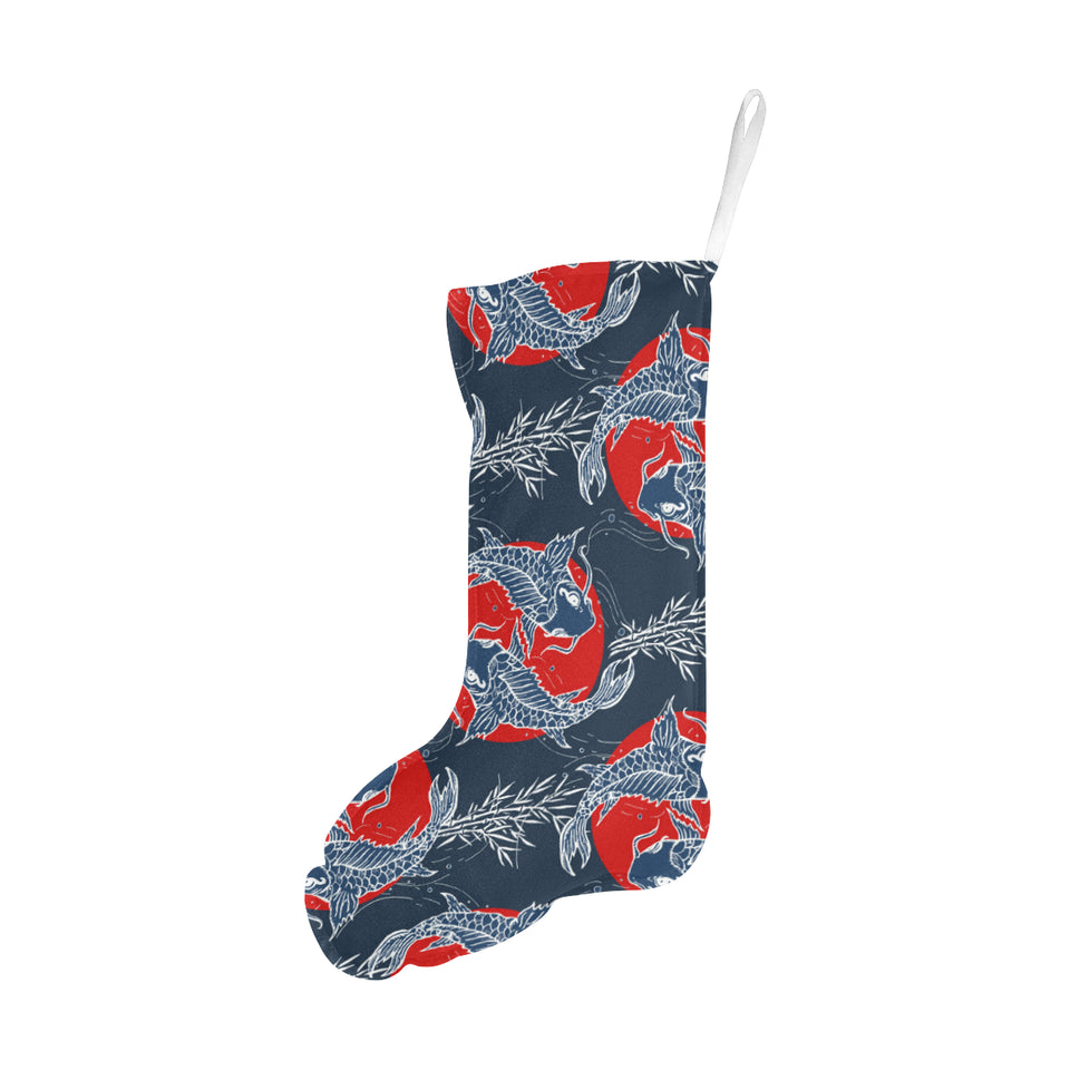 Koi Fish Carp Fishs hand drawn japanese art Christmas Stocking