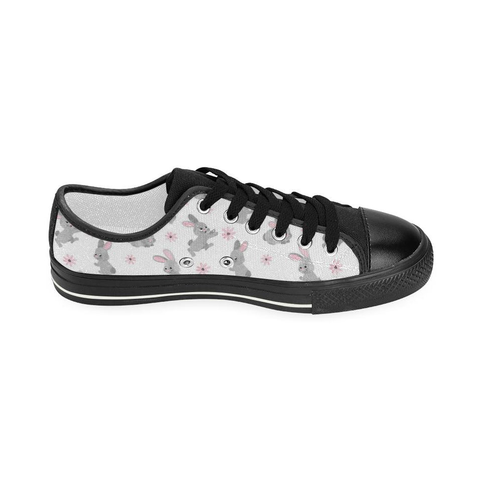 Watercolor cute rabbit pattern Kids' Boys' Girls' Low Top Canvas Shoes Black