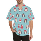 Cute penguin christmas  design pattern Men's All Over Print Hawaiian Shirt