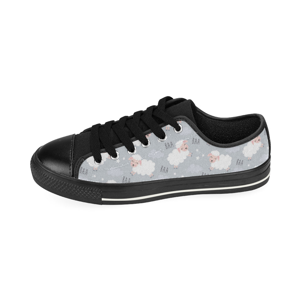 Sweet dreams sheep pattern Men's Low Top Canvas Shoes Black