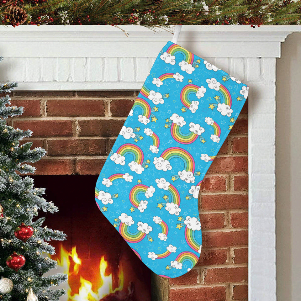 Rainbows Sky Clouds Pattern Christmas Stocking