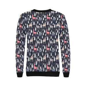 Deers Winter Christmas pattern Women's Crew Neck Sweatshirt