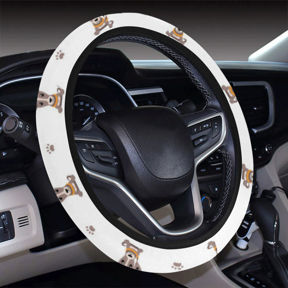 Greyhound Pattern Print Design 05 Car Steering Wheel Cover