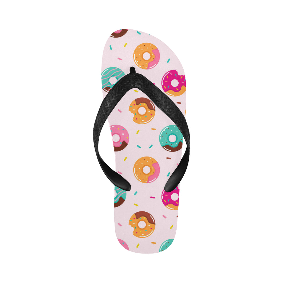 Donut pattern glaze pink background Unisex Flip Flops