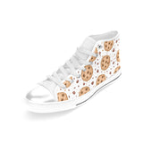 chocolate chip cookie pattern Women's High Top Canvas Canvas Shoes White