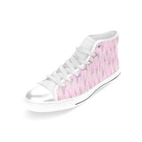 Lavender pattern pink background Women's High Top Canvas Shoes White