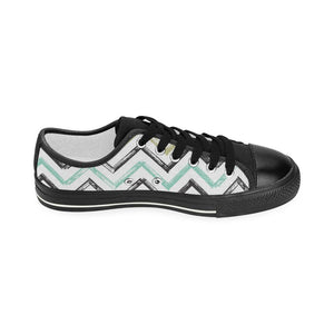 zigzag  chevron paint pattern Kids' Boys' Girls' Low Top Canvas Shoes Black