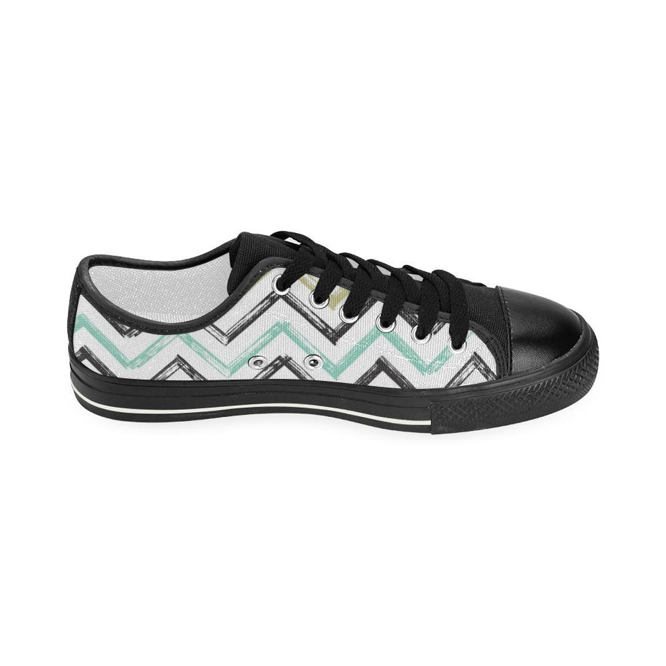 zigzag  chevron paint pattern Kids' Boys' Girls' Low Top Canvas Shoes Black