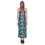 Dragon sea wave pattern V-Neck Open Fork Long Dress