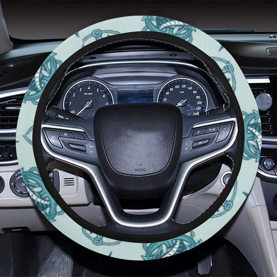 Swordfish Pattern Print Design 05 Car Steering Wheel Cover