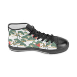 Bonsai red sun japanese pattern Men's High Top Canvas Shoes Black