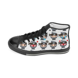 Cute ninja design pattern Women's High Top Canvas Shoes Black