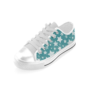 Vintage star pattern Men's Low Top Shoes White