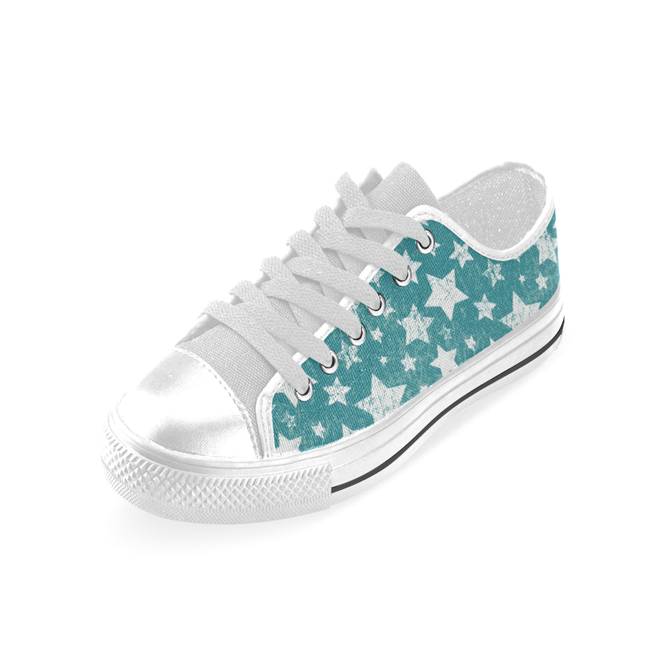 Vintage star pattern Men's Low Top Shoes White