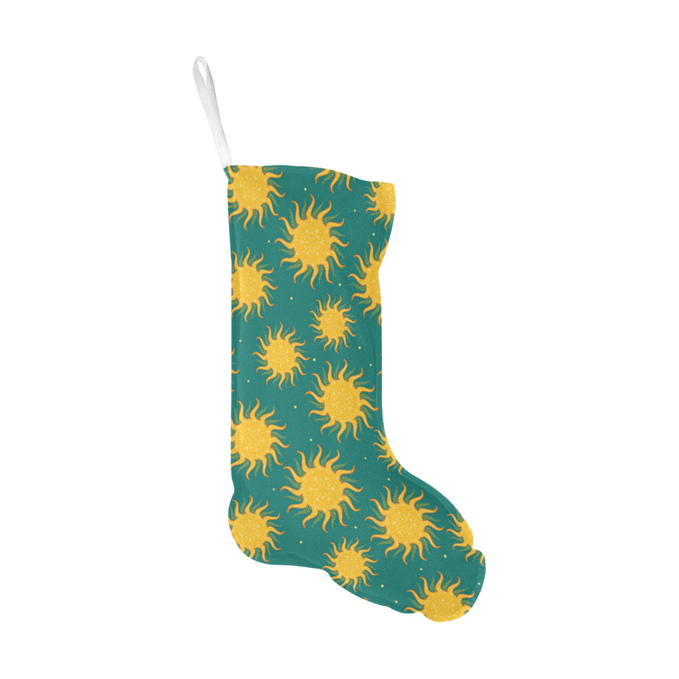 Sun green background Christmas Stocking