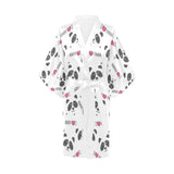 Hand Drawn faces of pandas pattern Women's Short Kimono Robe