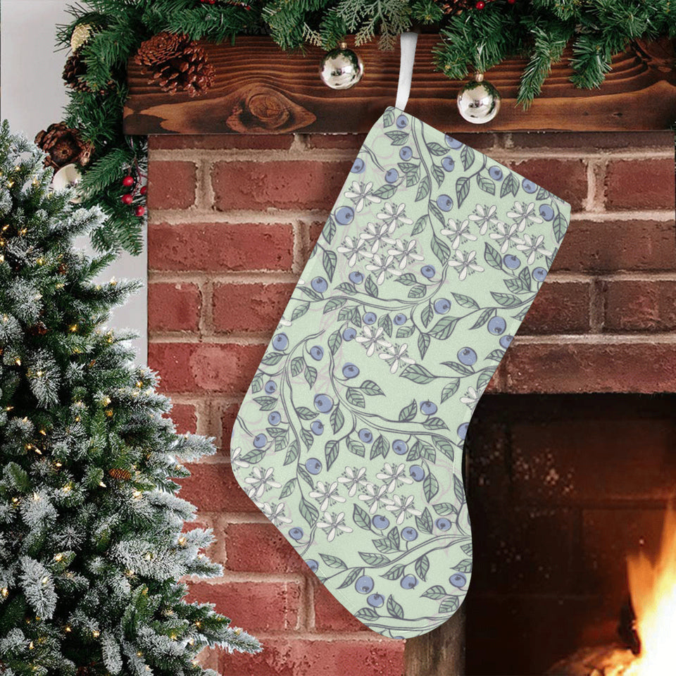 hand drawn blueberry pattern Christmas Stocking