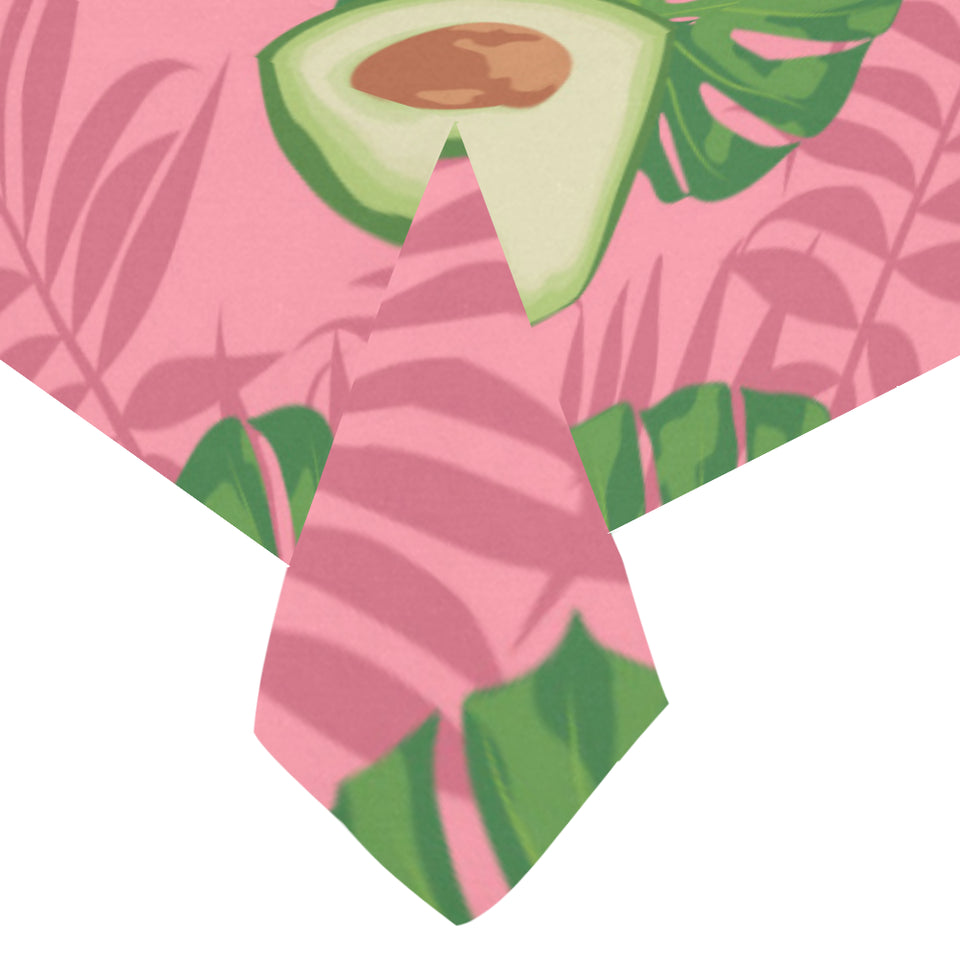 Avocado slices leaves pink back ground Tablecloth