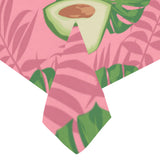 Avocado slices leaves pink back ground Tablecloth