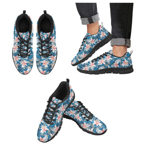 Hibiscus Pattern Print Design 02 Men's Breathable Sneakers ( Model 055)