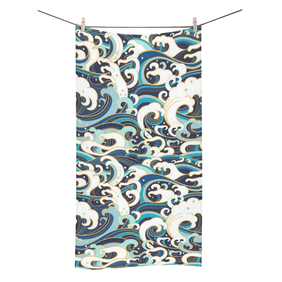 Japanese wave pattern Bath Towel