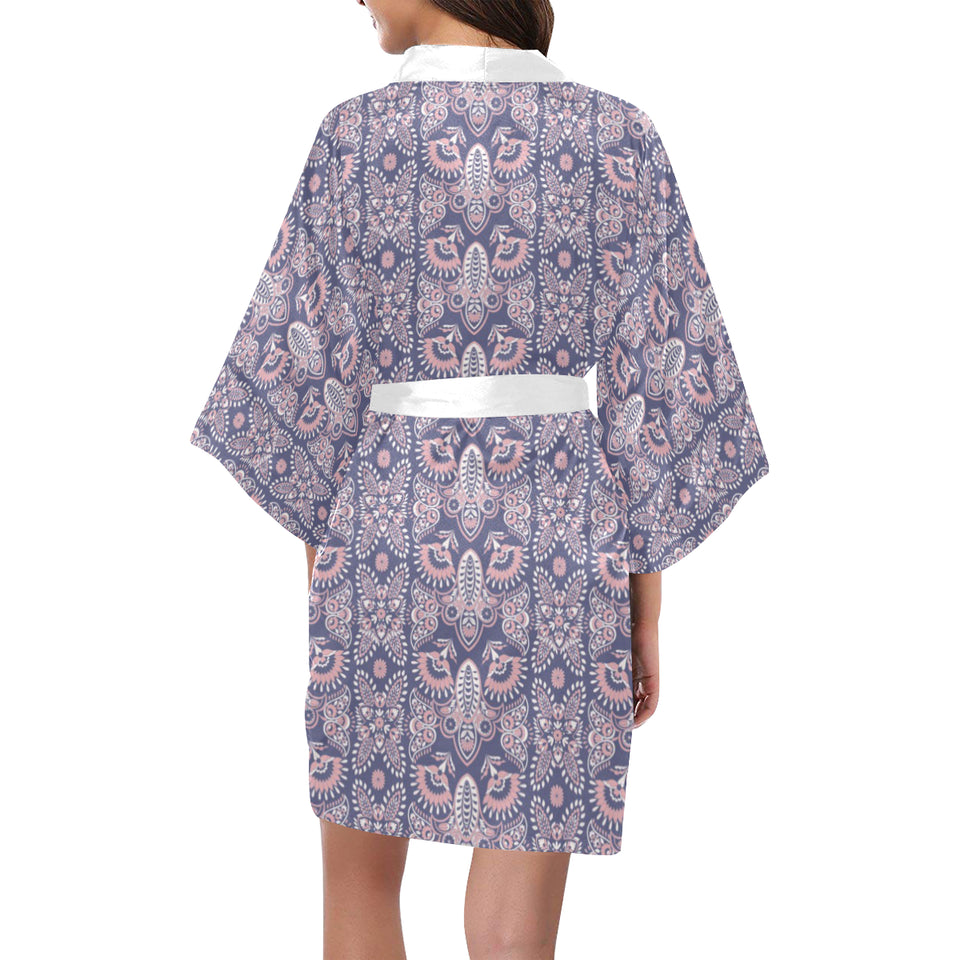 Indian Batik Style pattern Women's Short Kimono Robe