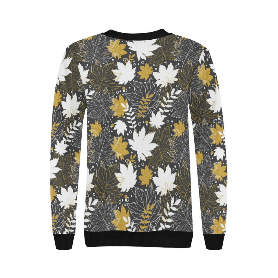 Beautiful gold autumn maple leaf pattern Women's Crew Neck Sweatshirt